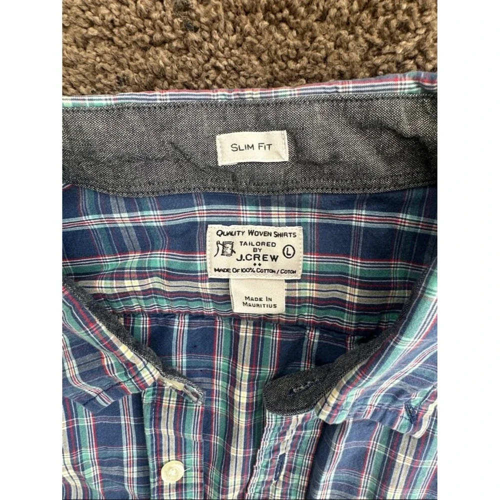 J Crew- Classic Blue Plaid Button-Down Shirt - Men’s L